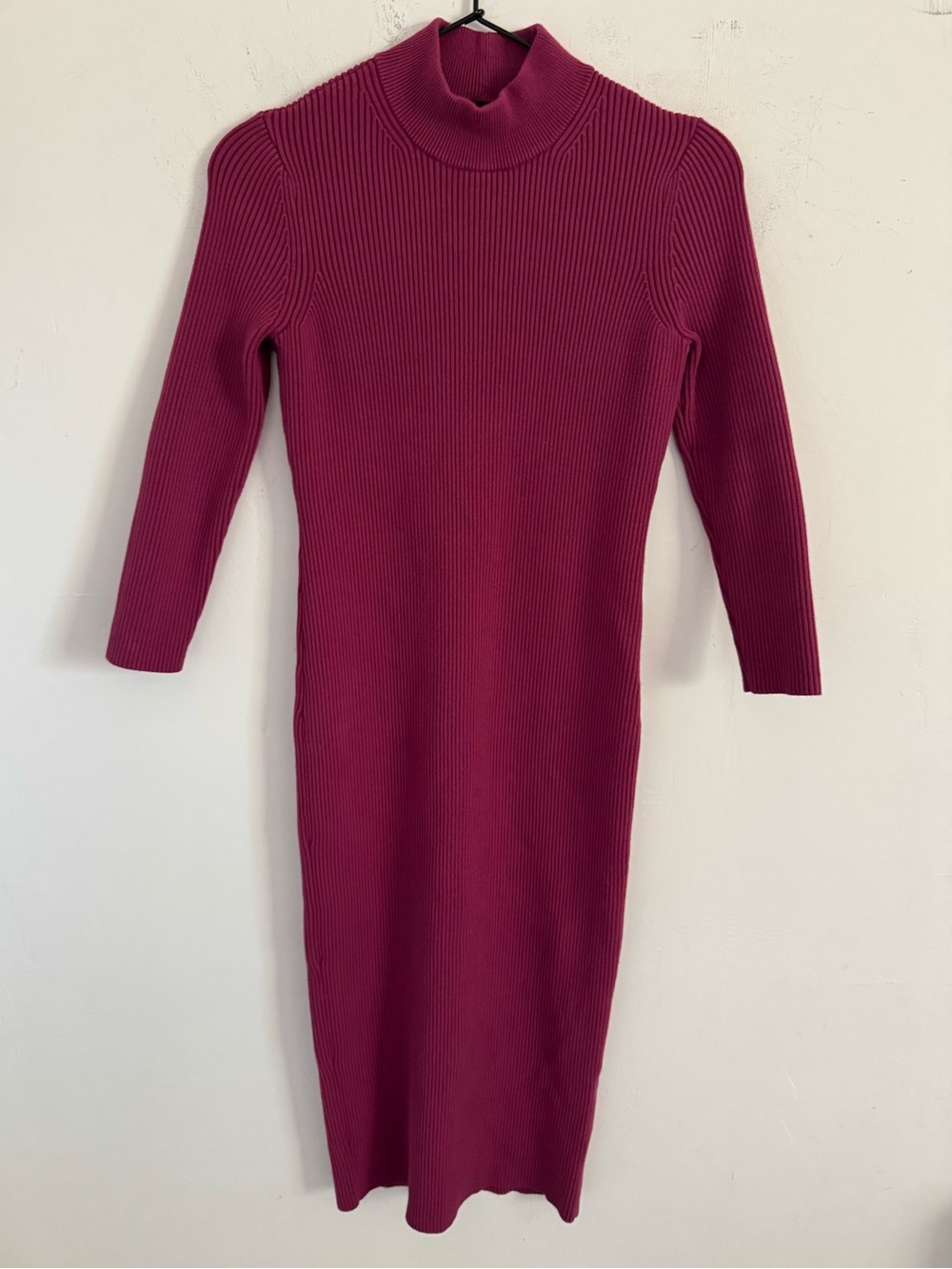 HATCH Lydia Burgundy Ribbed Maternity Midi Dress Size 0 XS Stretch Knit